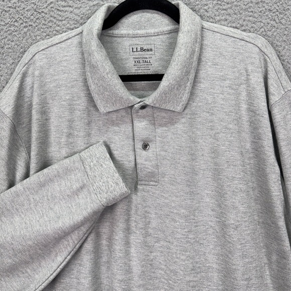 L.L. Bean Other - LL Bean Shirt Mens XXL Tall Gray Long Sleeve Pique Polo Traditional Fit Everyday